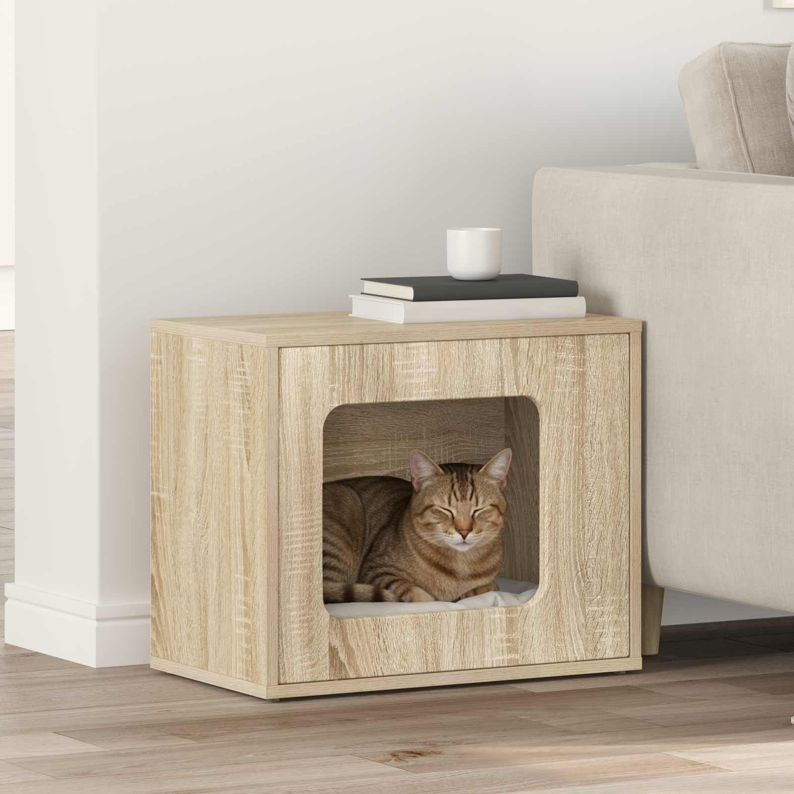 Katzenhaus Sonoma 51 x 30 x 42,5 cm Holzwerkstoff kratzbaum kletterbaum katzenbaum kratzmöbel kratztonne kratzbrett sisal höhle liegefläche plattform hängematte Spielzeug Pfote