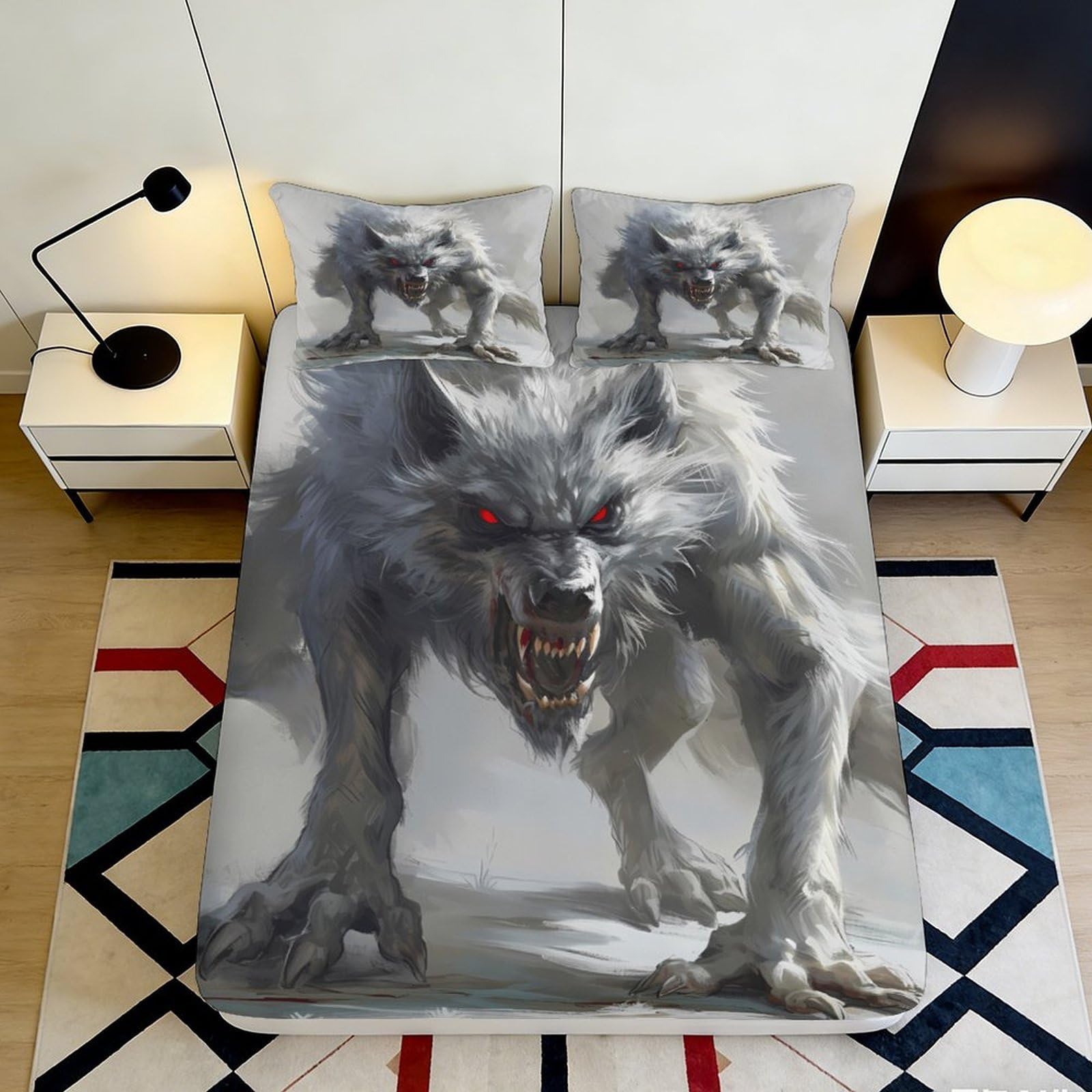 Pnayamiorkfel Style-2 3D Printed Fierce Wolf Fitted Sheet Microfiber Soft Bedroom Decor Wild Beast Mattress Cover Adult Youth 90X200x25cm