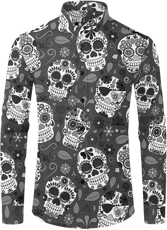 InterestPrint Men's Slim Fit Casual Button Down Long Sleeve Shirt Sugar