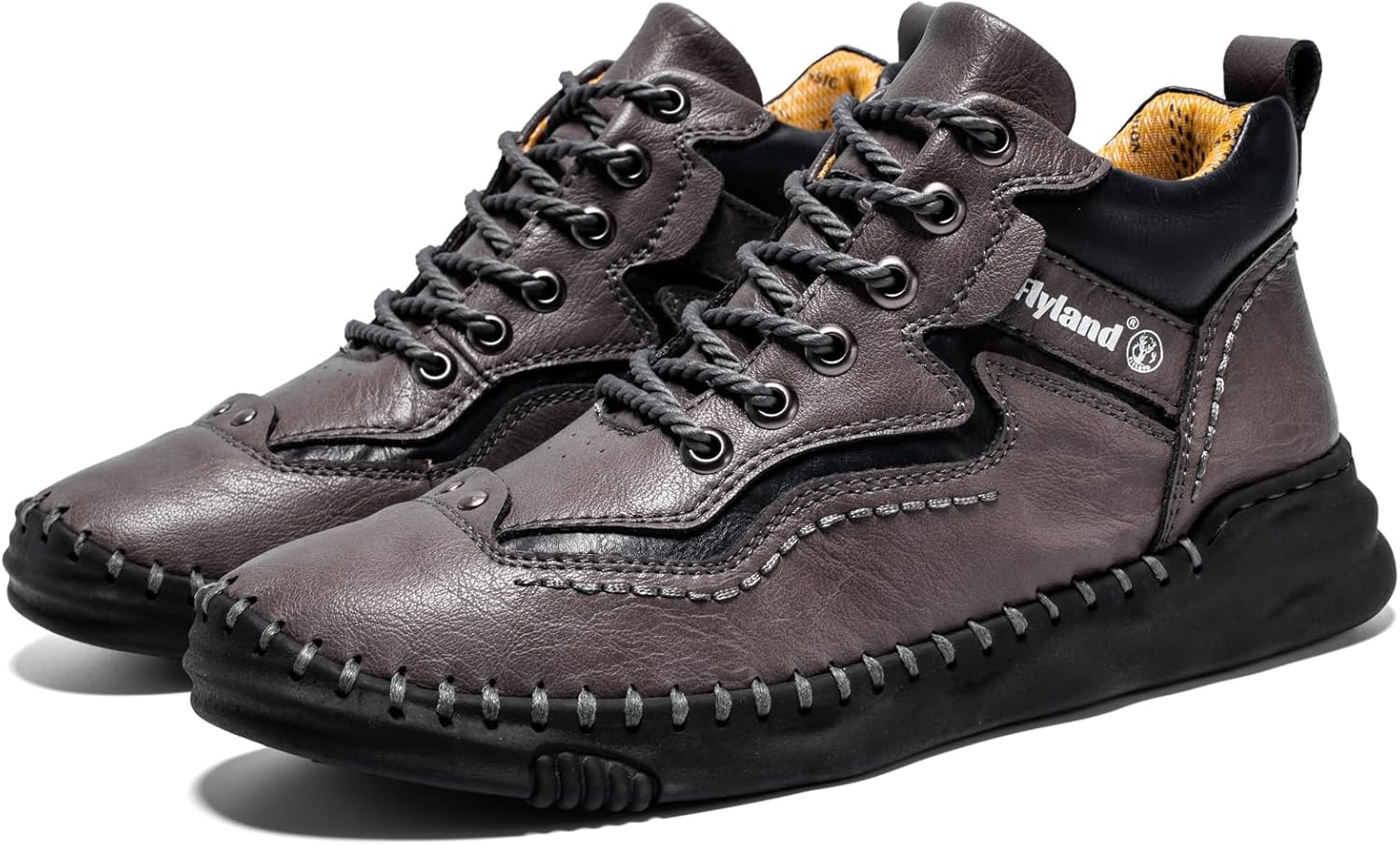 FLYLAND Mens Casual Leather Shoes Ankle Chukka Boots Handmade Retro British Walking Daily Work Office Sneakers Shoes for Male - Image 3