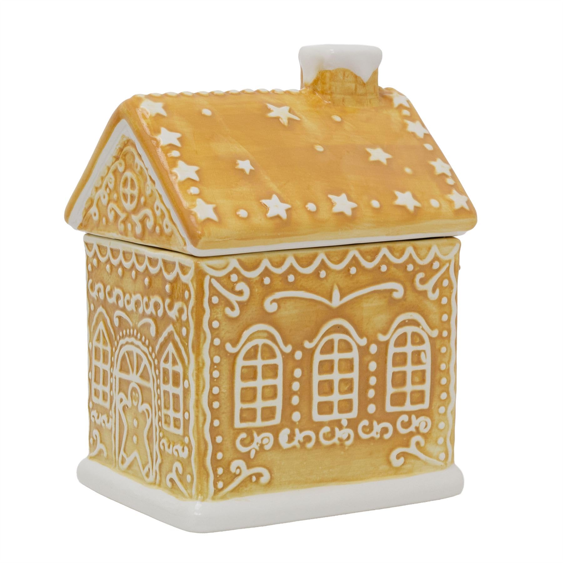 Carousel Home Gingerbread House Cookie Jar | Festive Ceramic Biscuit Barrel with Lid | Christmas Storage Pot for Treats & Sweets - 23cm