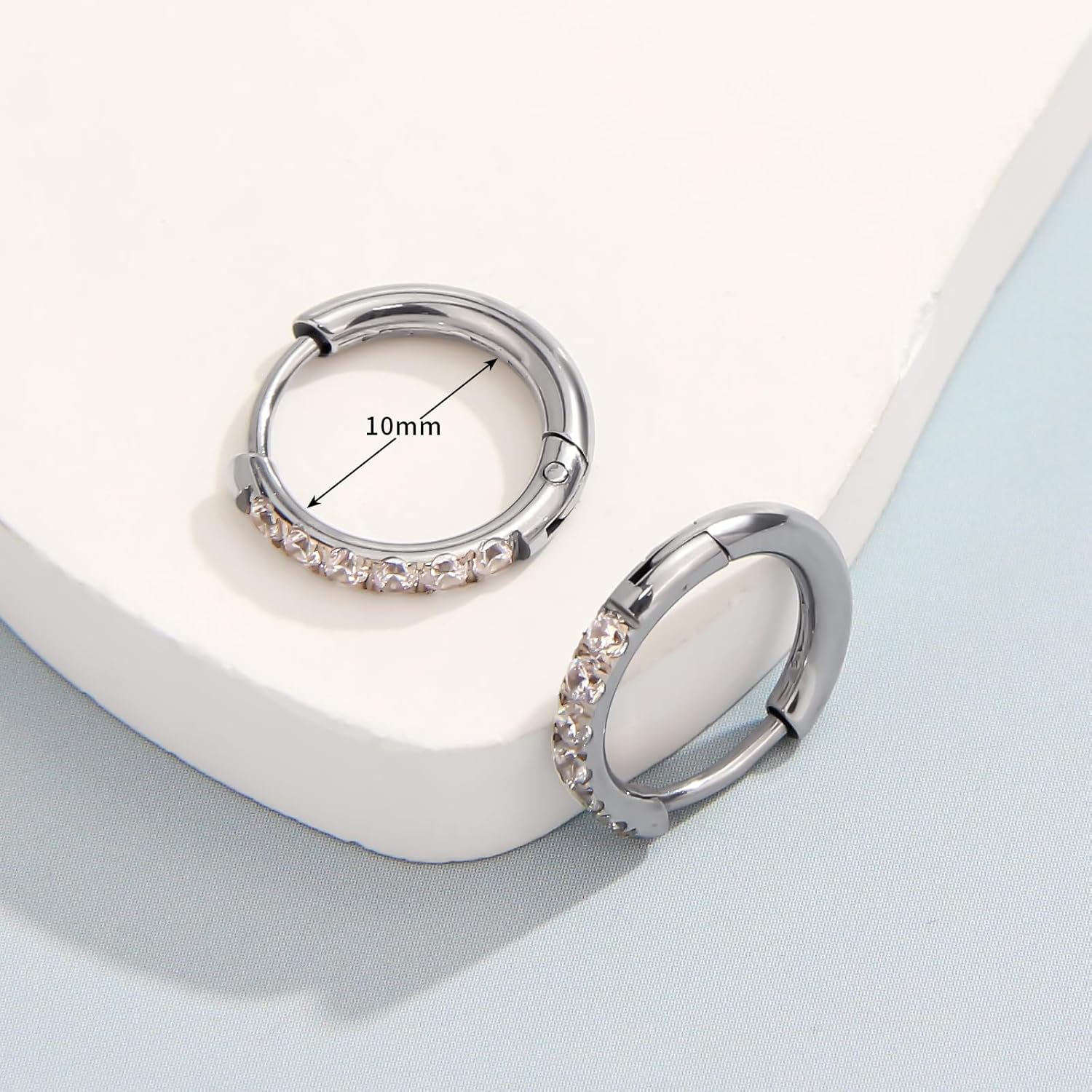 Hademade Small Gold Hoop Earrings for Women: Stainless Ssteel Huggie Earrings with CZ Statement Earrings Hypoallergenic 14k Gold Plated/Silver - Image 5