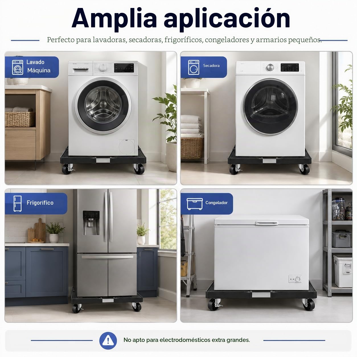 Soporte para lavadora con ruedas, soporte móvil para frigorífico, soporte ajustable para lavadora, base ajustable de 40 a 66 cm, para secadoras, frigoríficos