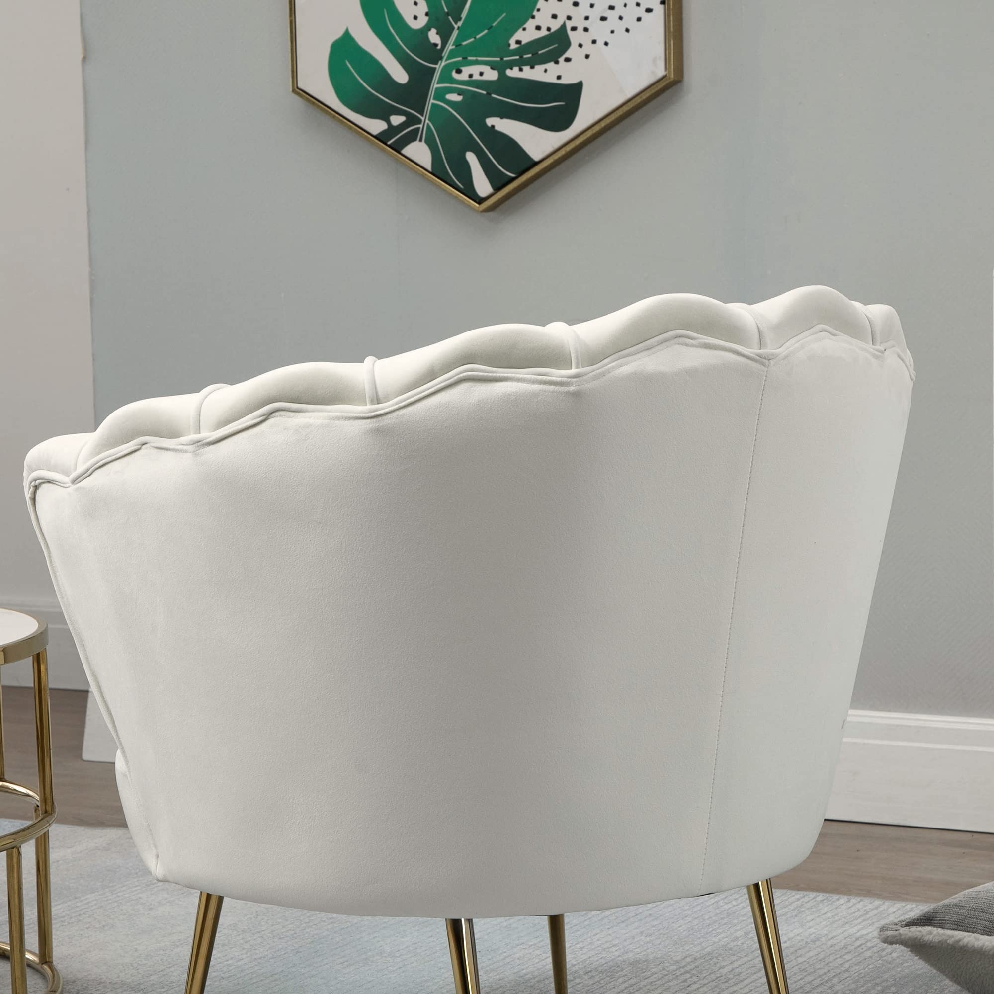 HOMCOM Poltrona Design Vintage in Velluto Rétro 79x77x77cm, Crema