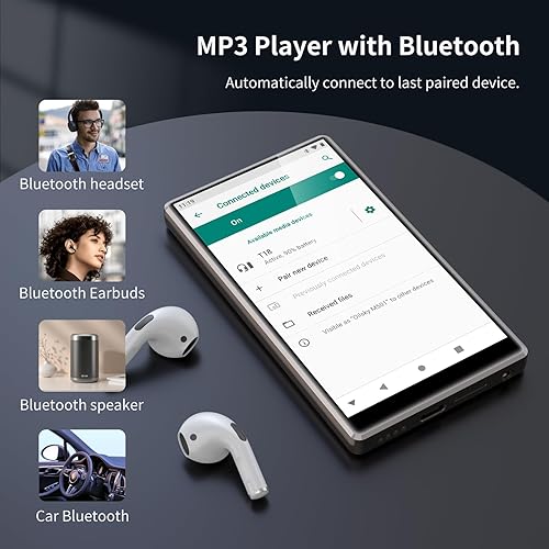 Miniatura 7 de Reproductor MP3 de 80 GB con Bluetooth y WiFi, reproductor de música de transmisión Android con Spotify, Tienda Music, Pandora, Audible, reproductor
