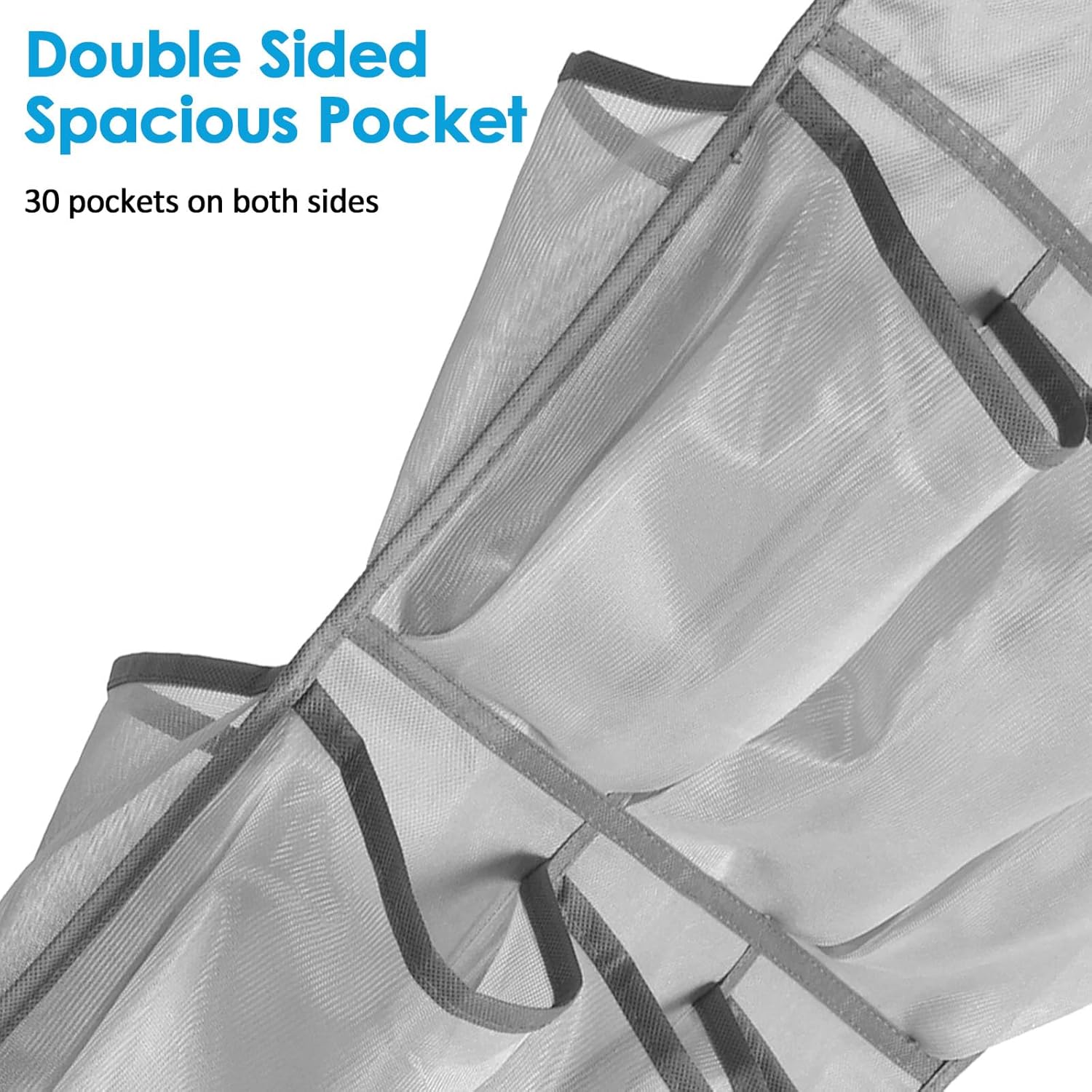 US 3Pcs Non Woven Fabric Wardrobe Hanging Shoe Bag With Hook Spacious 30 Pockets Hanging Closet Shoe Holder Double Sided Hanging Shoe Organizer for Shoes Clothes(3,grey)