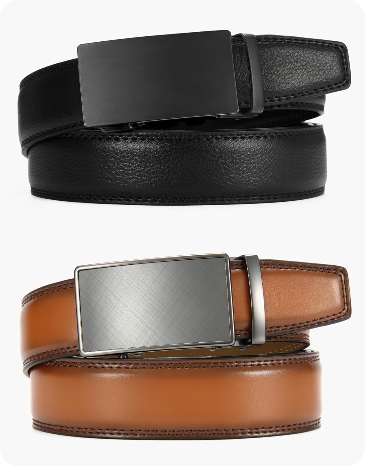 CHAOREN Leather Ratchet Belt Men 2 Pack - Customizable Fit, Effortless Style (35mm)
