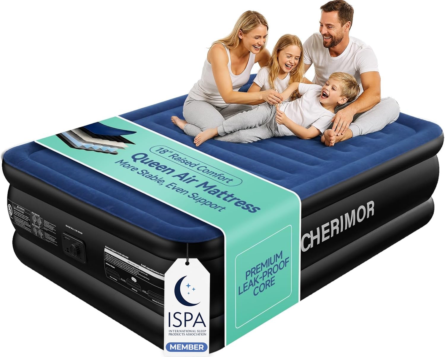 Photo 1 of NOT SURE IF FUNCTIONAL//////CHERIMOR Queen Air Mattress with Built in Pump, 18" Raised Comfort, Multi-Layer Leakproof, Heavy-Duty Support Blow Up Mattress, 800lbs High Capacity, 3 Min Inflation for Home Camping Guests
