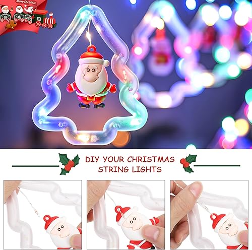 Miniatura 3 de BLOOMWIN Cortina de luces de Navidad para colgar en interiores, anillo de 10 estrellas con adornos de Navidad, control remoto USB, luces de ventana
