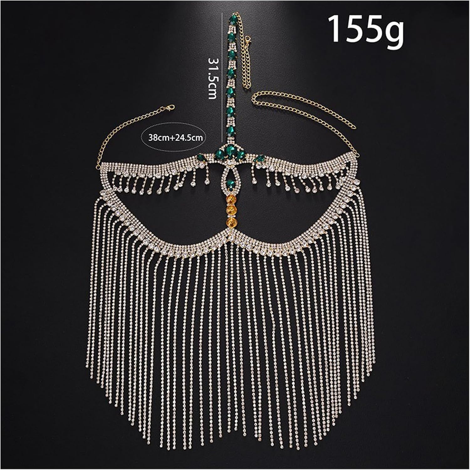 Crystal Drop Veil Masks Forehead Chain Rave Rhinestone Tassel Eye Face Chains Mask Masquerade Dance for Women