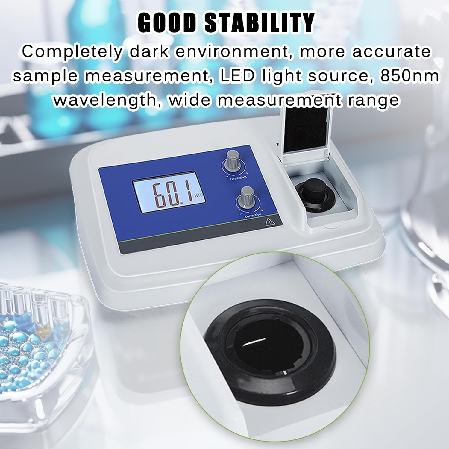 Quality Turbidity Tester, Portable Handheld Turbidimeter, Measurement Range (NTU) 0-200, 90° Scattered Light, LCD Liquid Crystal Display, for Lab Water Treatment Plant Wine Industry