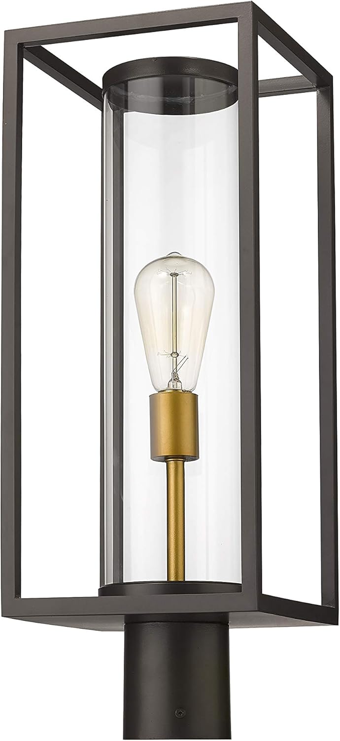 Z-Lite 584PHMR-DBZ-OBS Dunbroch Outdoor Post, 1-Light 60 Watts, Deep Bronze and Outdoor Brass