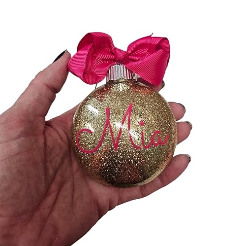 Miniatura 3 de Personalized Glitter Name Christmas Ornament Gift for her or white elephant gift exchange