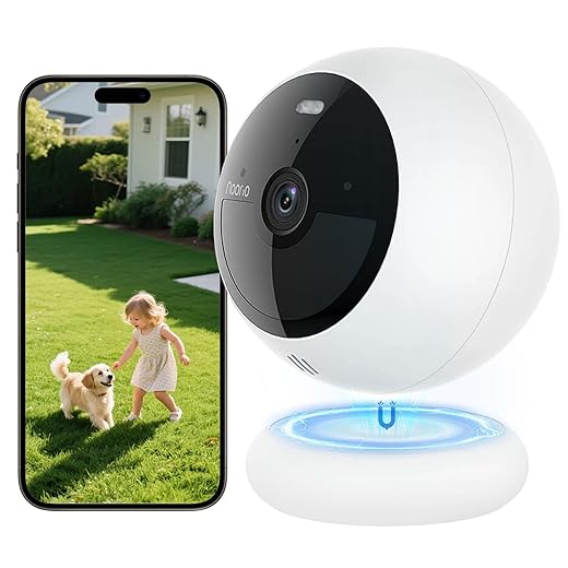 Noorio B210 Outdoor Security Camera, Battery Magnetic Wireless, 2K 4MP Color Night Vision, WiFi Indoor Camera, AI Motion Detection, 2-Way Audio, 16GB Free Local Storage, Works with Alexa