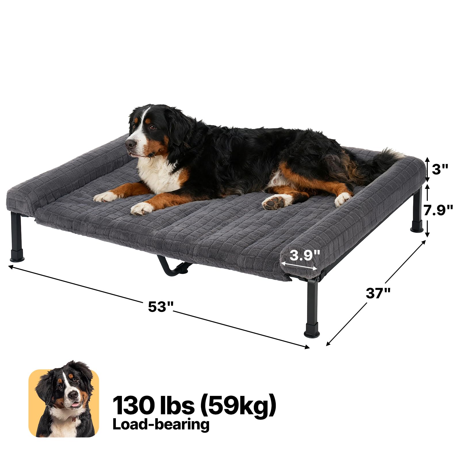 Veehoo Cama Elevada Perro Extragrandes, XXL Cama Refrescante Perro Verano | Sofás Cama con Almohadón Desmontable y antideslizante,comodidad durante todo el año para interior y exterior, 134 x 94 cm