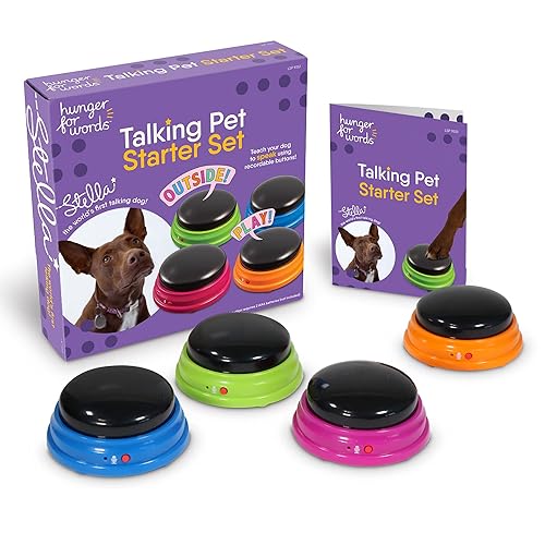 Hunger for Words Talking Buttons Starter Set - Recordable Buttons to Teach Your Dog to Communicate, Dog Training Games, Plastic, Multicolor
