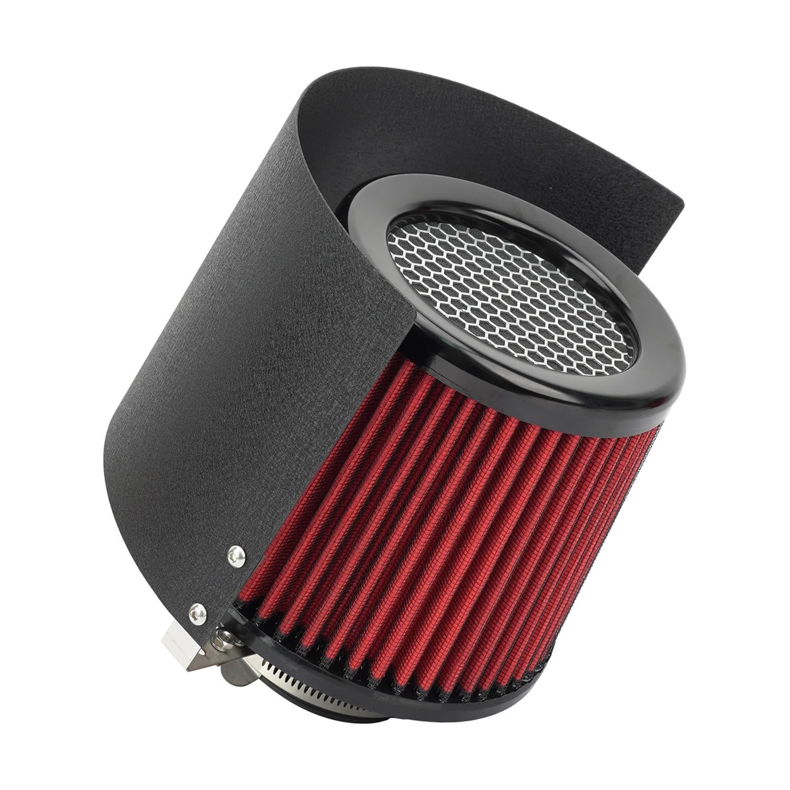 Zestaw dolotowy powietrza Filtr wlotu zimnego powietrza do samochodu z osłoną termiczną ze stali nierdzewnej, regulowany, uniwersalny, sportowy filtr(101-Black)