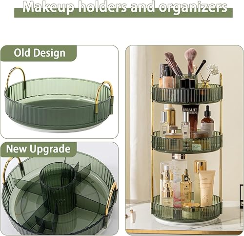 Miniatura 2 de Organizador de maquillaje giratorio para tocador, cuidado de la piel de alta capacidad, organizador de perfumes, organizador de cosméticos para