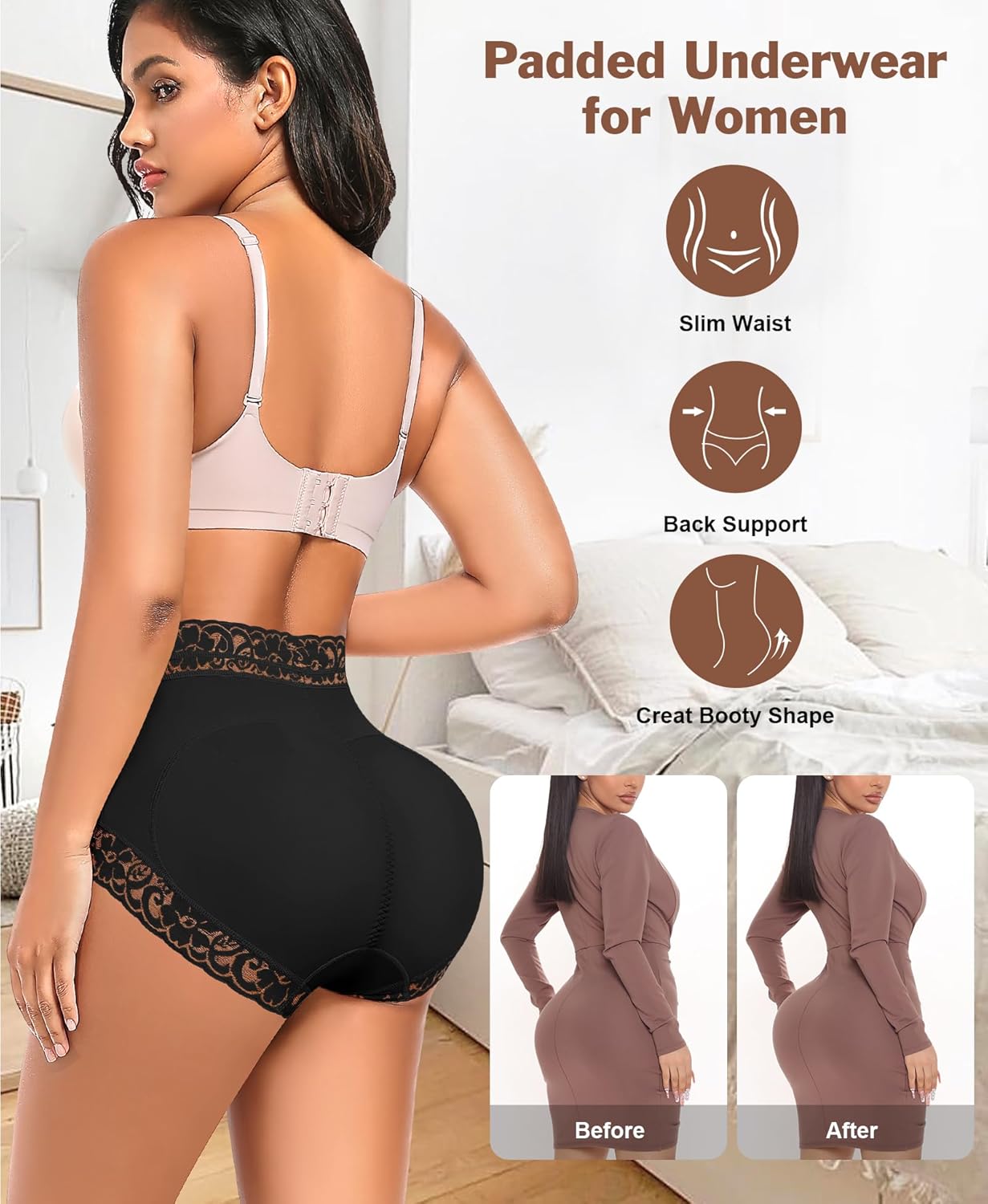 Ganado Butt Lifting Panties Butt Pads Shapewear Padded Underwear for Women Booty Lifter Hip Enhancer Panty - Image 4