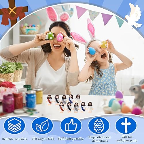 Vista 50 de Sumind 50 figuras de Jesús de diseño original, milagro, mini bolsillo para esconderse y buscar, relleno de huevos de Pascua, regalos de fiesta Azul