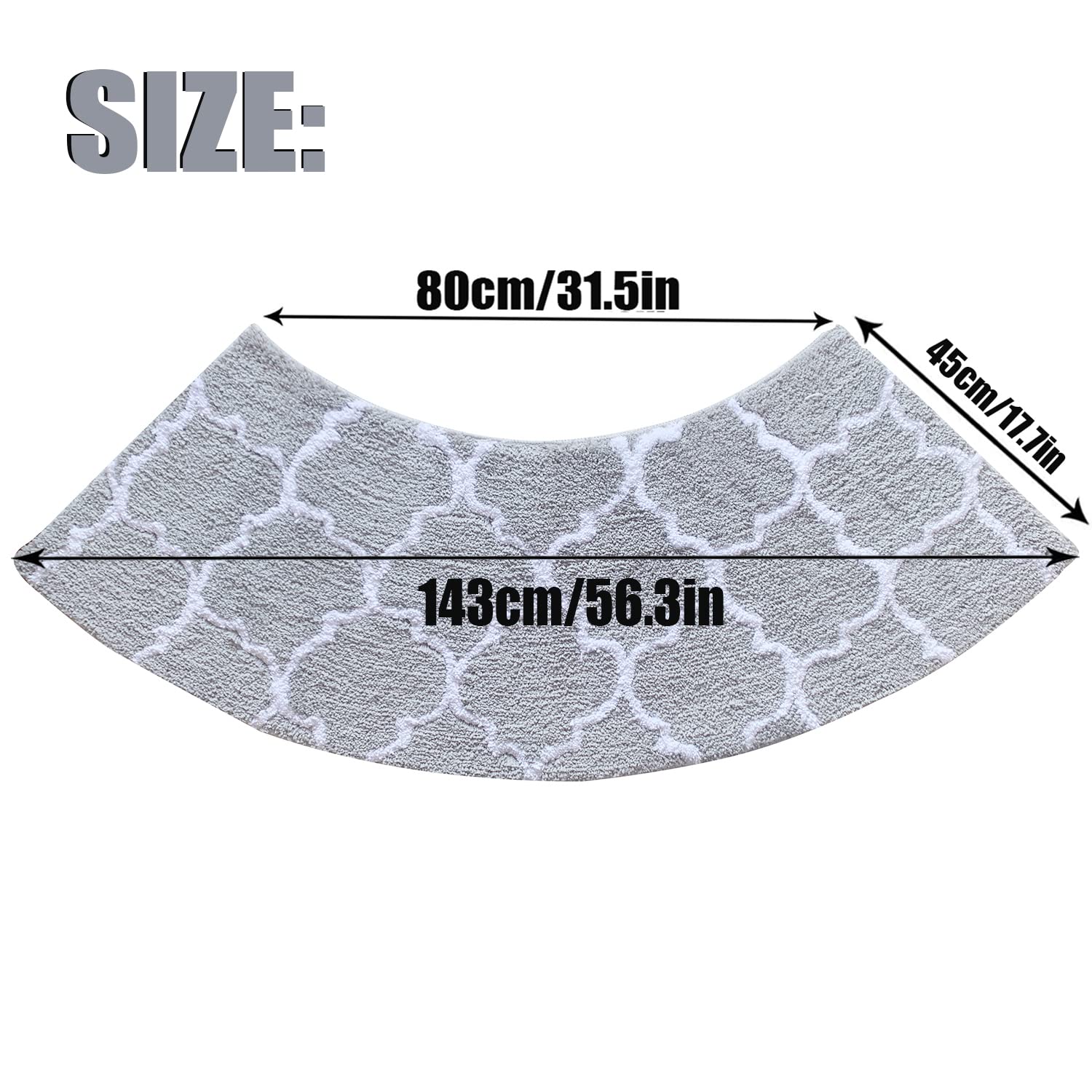 Tappetino da Doccia Curvo, 45 * 143cm Tappeto Da Bagno Grande Antiscivolo Quadrant Tappeto Doccia Angolare in Microfibra, Lavabile, Adattabile A Tutte Le Docce Angolari