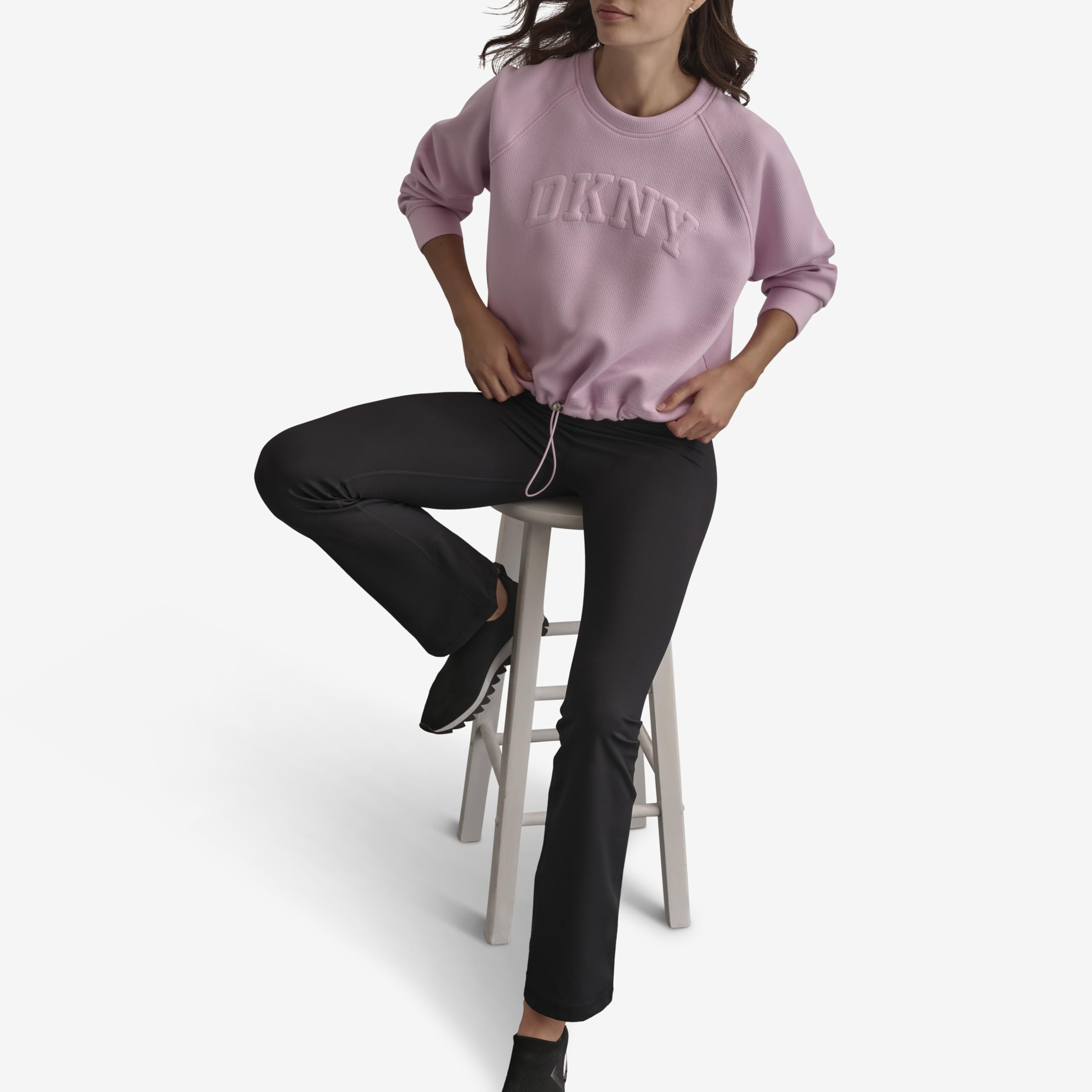 DKNY Varsity Puff Logo Crew Neck Suéter para Mujer