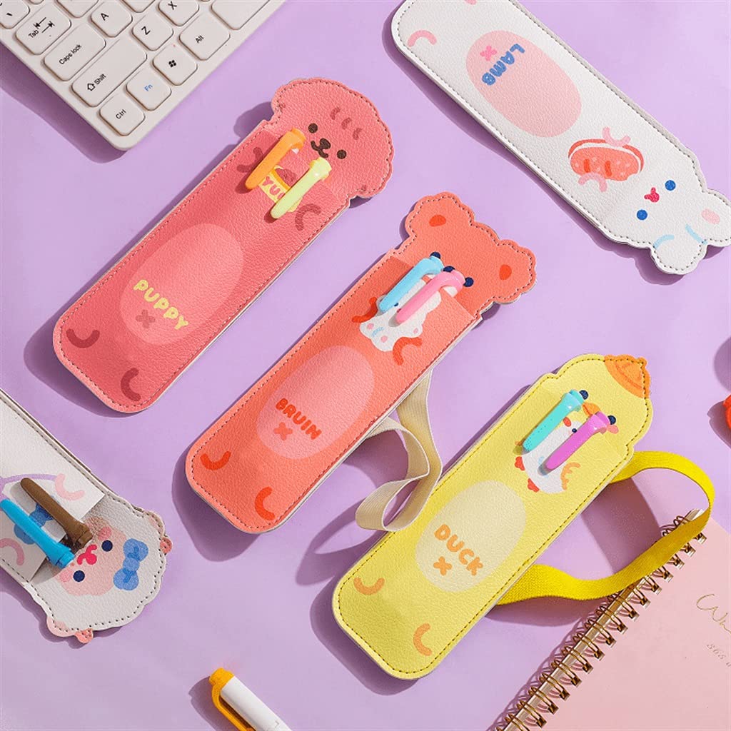 Astuccio con animali Kawaii - Astuccio semplice, portatile e carino per materiale scolastico - Chiusura con elastico