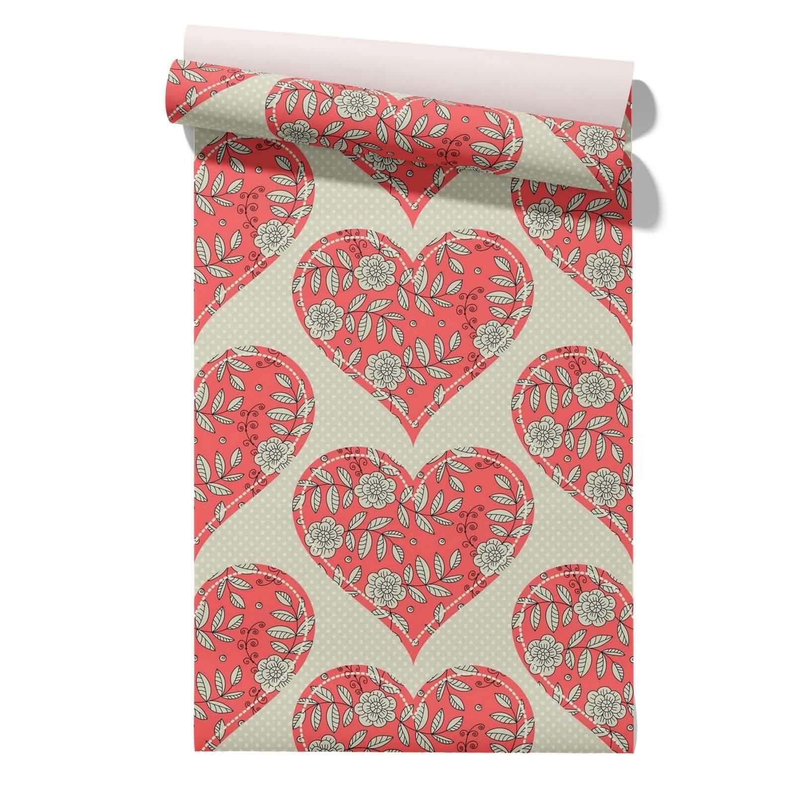 CEVAN Peel and Stick Wallpaper UK Non Drawer Liner Love Warm Romantic Kitchen Roll Red PVC Decorative Film for Furniture Surfaces 45x200cm