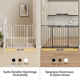 InnoTruth 29.5-40.75 Baby Gate for Stairs, 30 Tall Dog Gates for Doorways & Hallways, Safety Gate for Kids & Pets, Pressure-Mounted Walk-Through with Dual Lock & 2-Way Swing, Brown