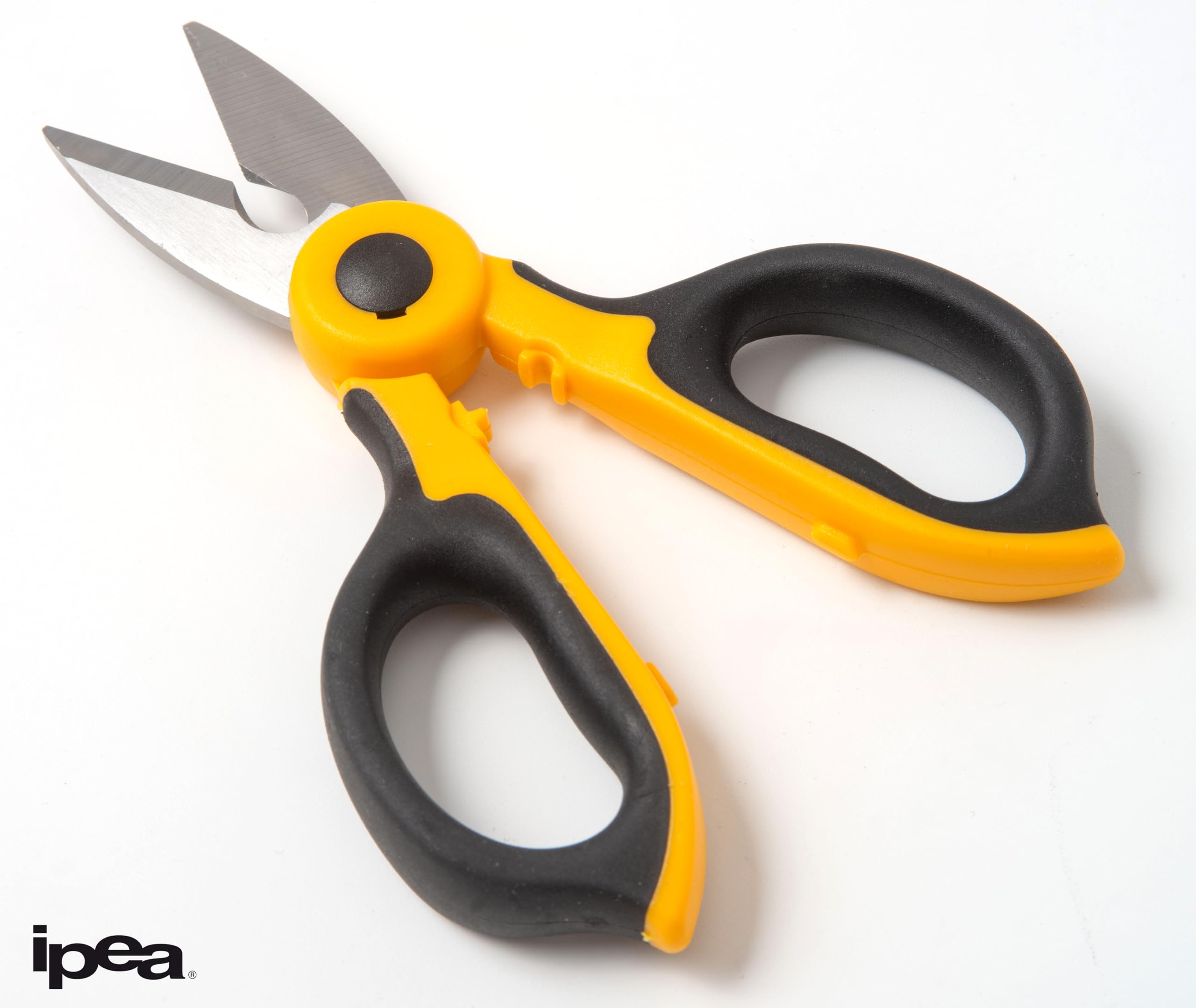 IPEA Forbici da Elettricista Professionali Isolate – [ Lama Retta da 50 mm in Acciaio Inox ] – Forbici da Elettricisti per Taglio Fili e Cavi Elettrici – Spelacavi e Spelafili – Elettricisti