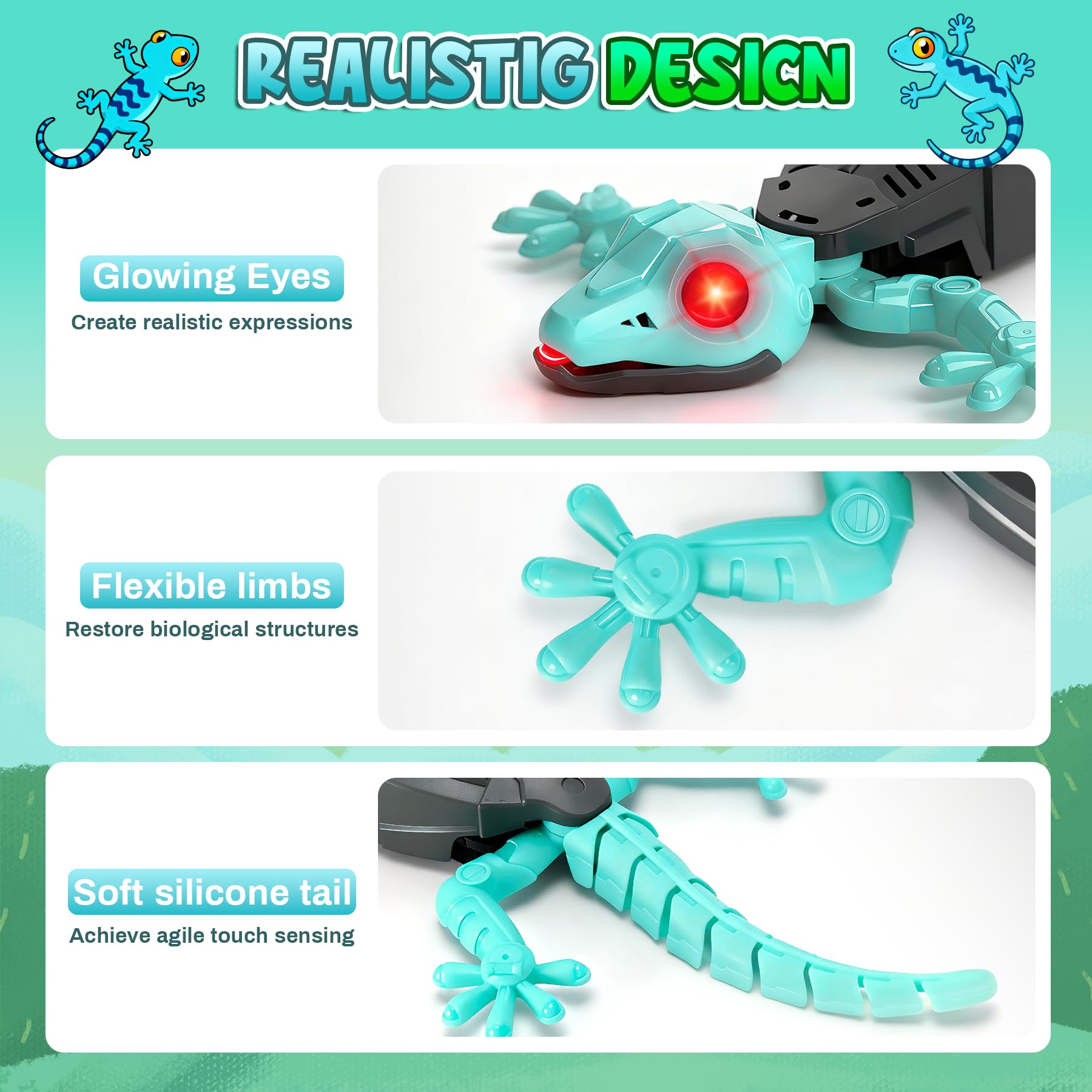 Wandkletterer Gecko, Ferngesteuerter Ladegecko, 360° drehbares ferngesteuertes Spielzeug, Geburtstagsgeschenk für Jungen und Mädchen, Spielzeug für Jungen ab 4 Jahren (blau)