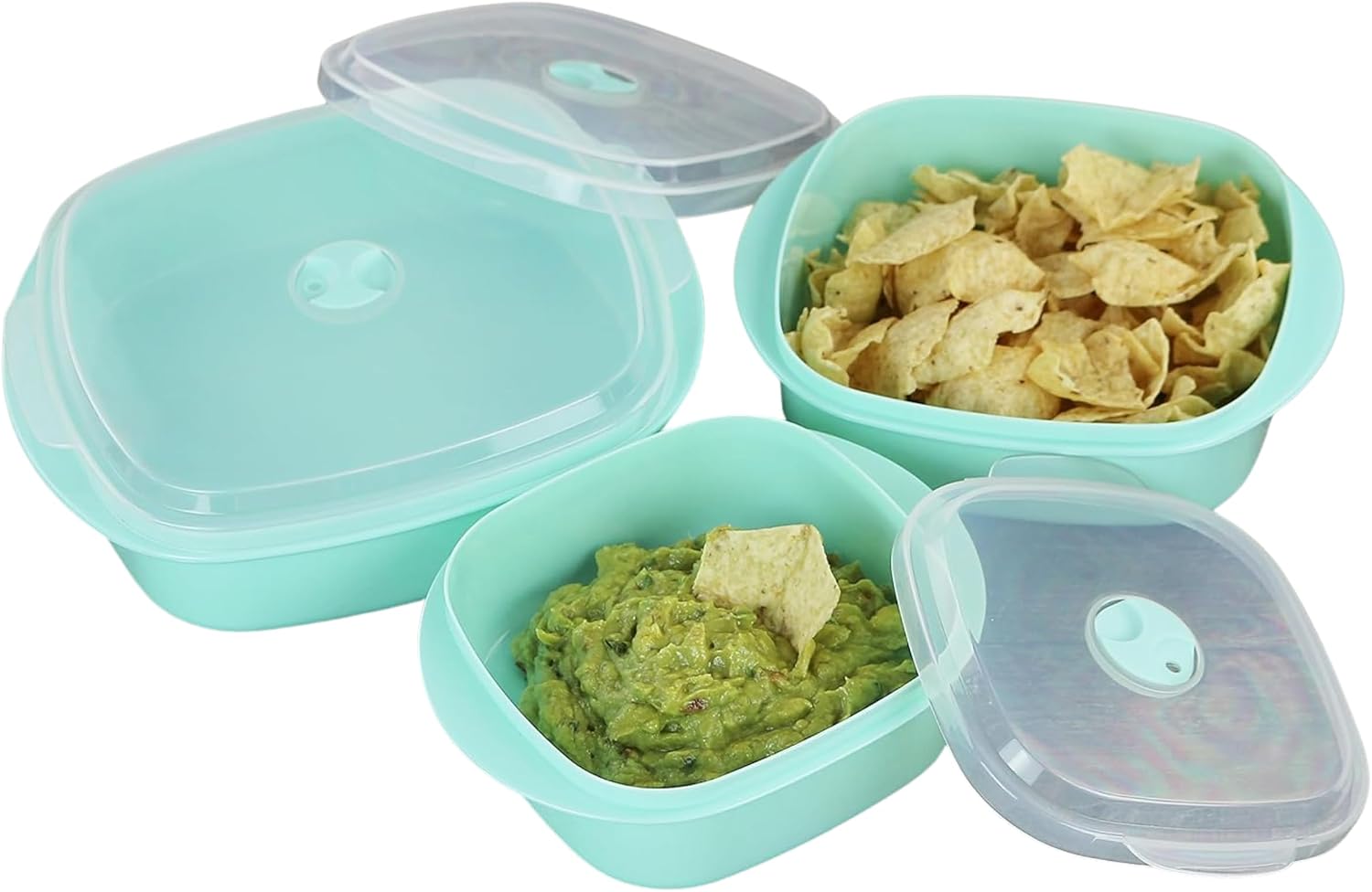 Reston Lloyd Nesting Microwave Containers, Set of 3, Adjustable Steam Vents, Airtight, Meal Prep, Durable BPA-Free Plastic- Freezer & Dishwasher Safe, Cookware & Food Storage, Anyday Cookware, Seafoam image 3