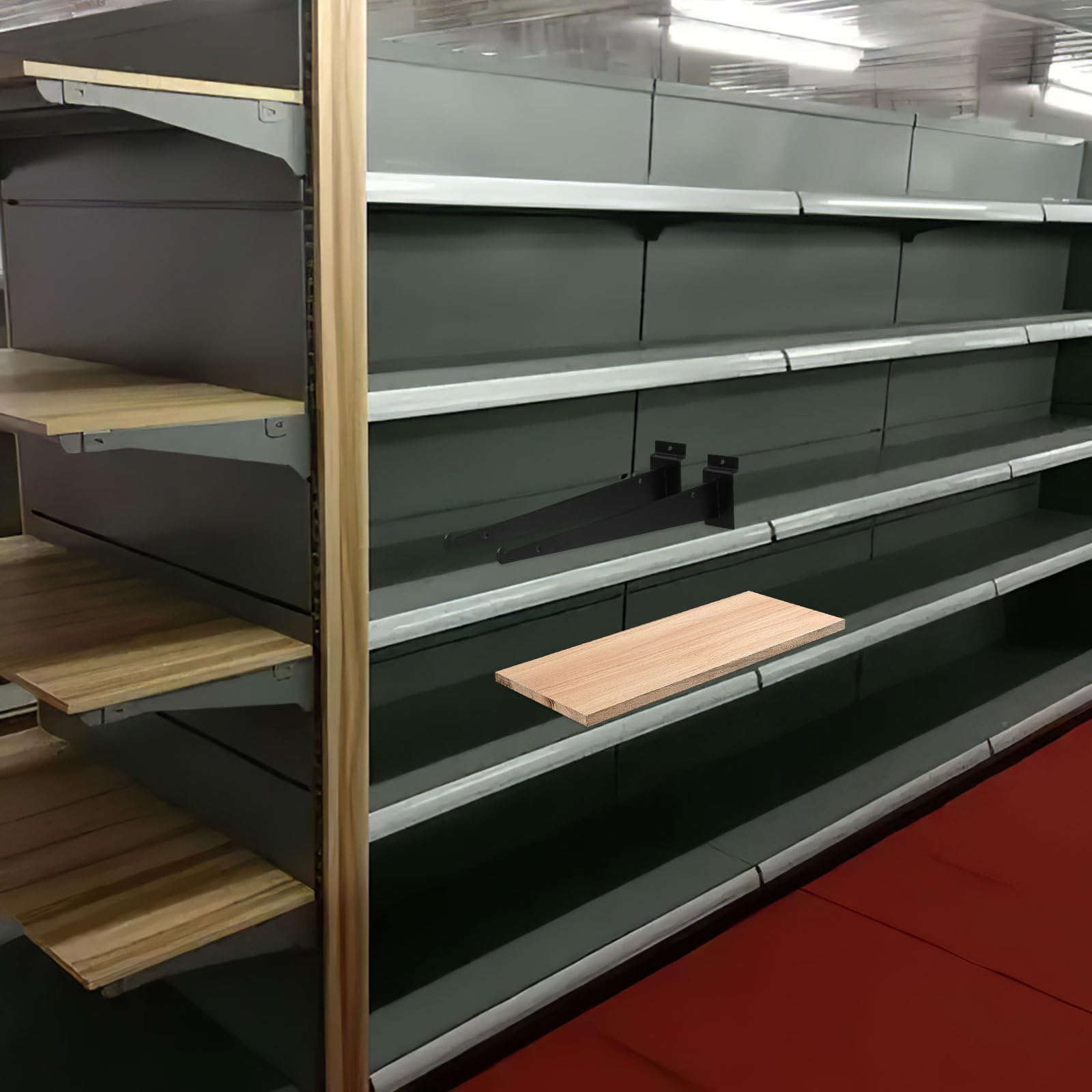 SHERCHPRY Soportes para Estantes de Hierro Negro 6 Piezas Soldadura Continua y Fácil Instalación Resistentes para Estanterías de Listones Ideales para Supermercados y Almacenes