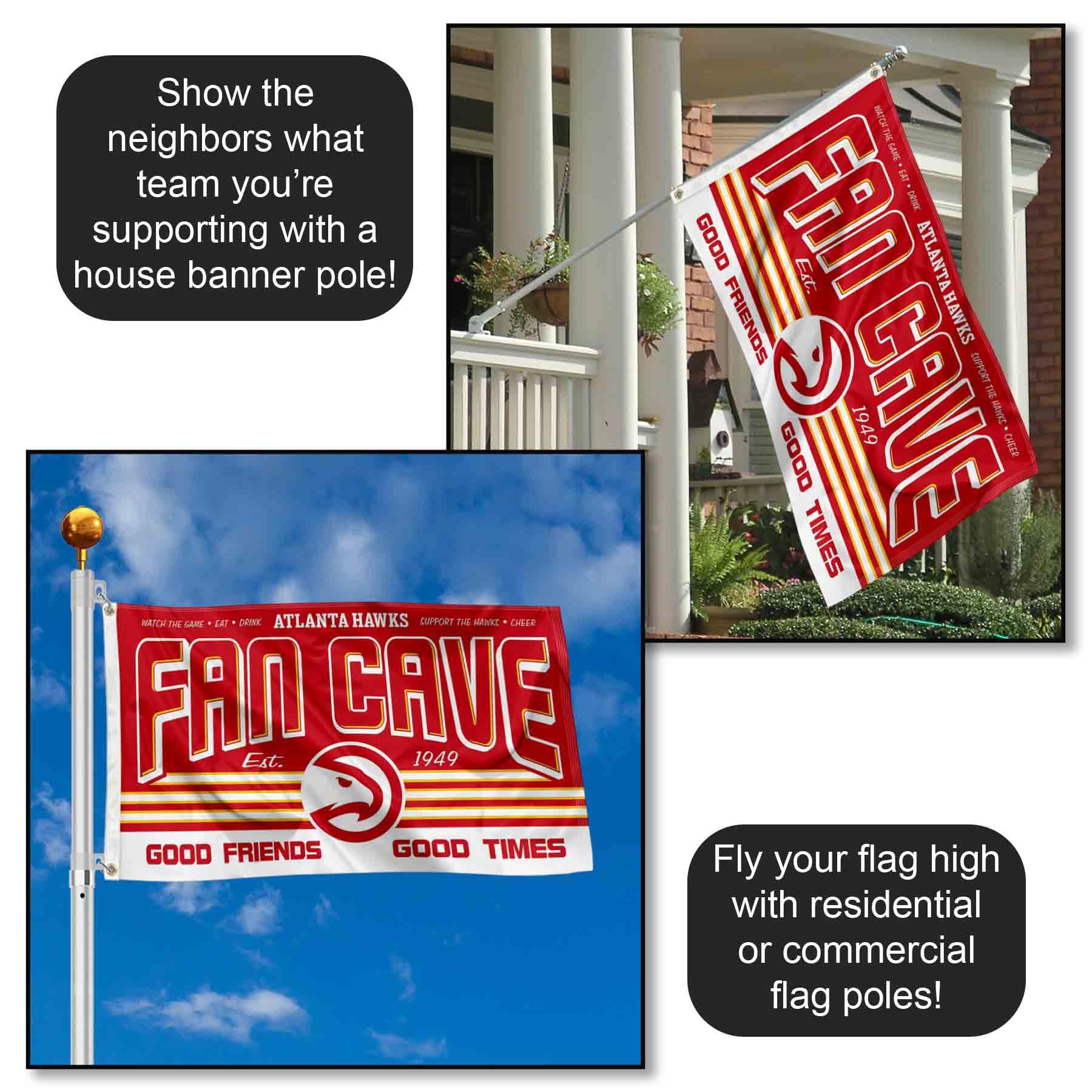 WinCraft Atlanta Hawks 2x3 Foot Banner Flag - Polyester, Double-Sided, Officially Licensed - View #8