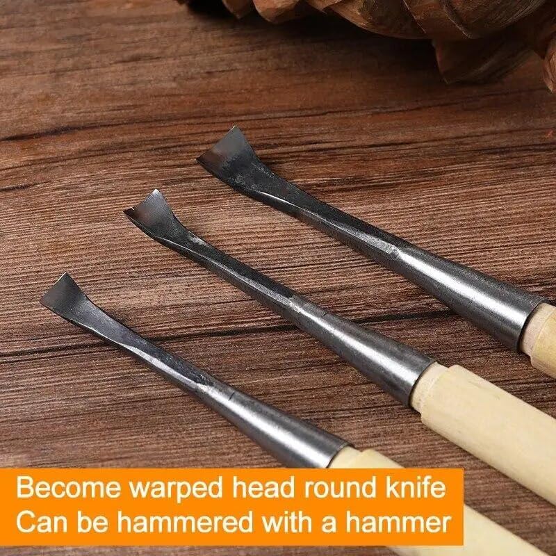 Hand Chisel Professional Woodworking Carving Wooden Spoon Making Hand Tools DIY Warping Head Carving Knife 10mm/15mm/20mm - (Color: 15mm)