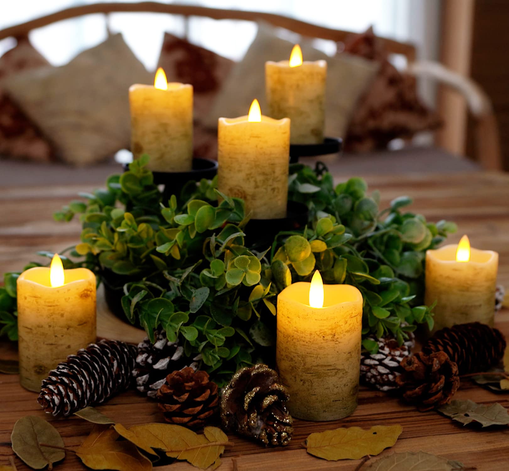 Homemory Flameless Votive Candles with Timer Remote, 2" x 3" Birch Bark