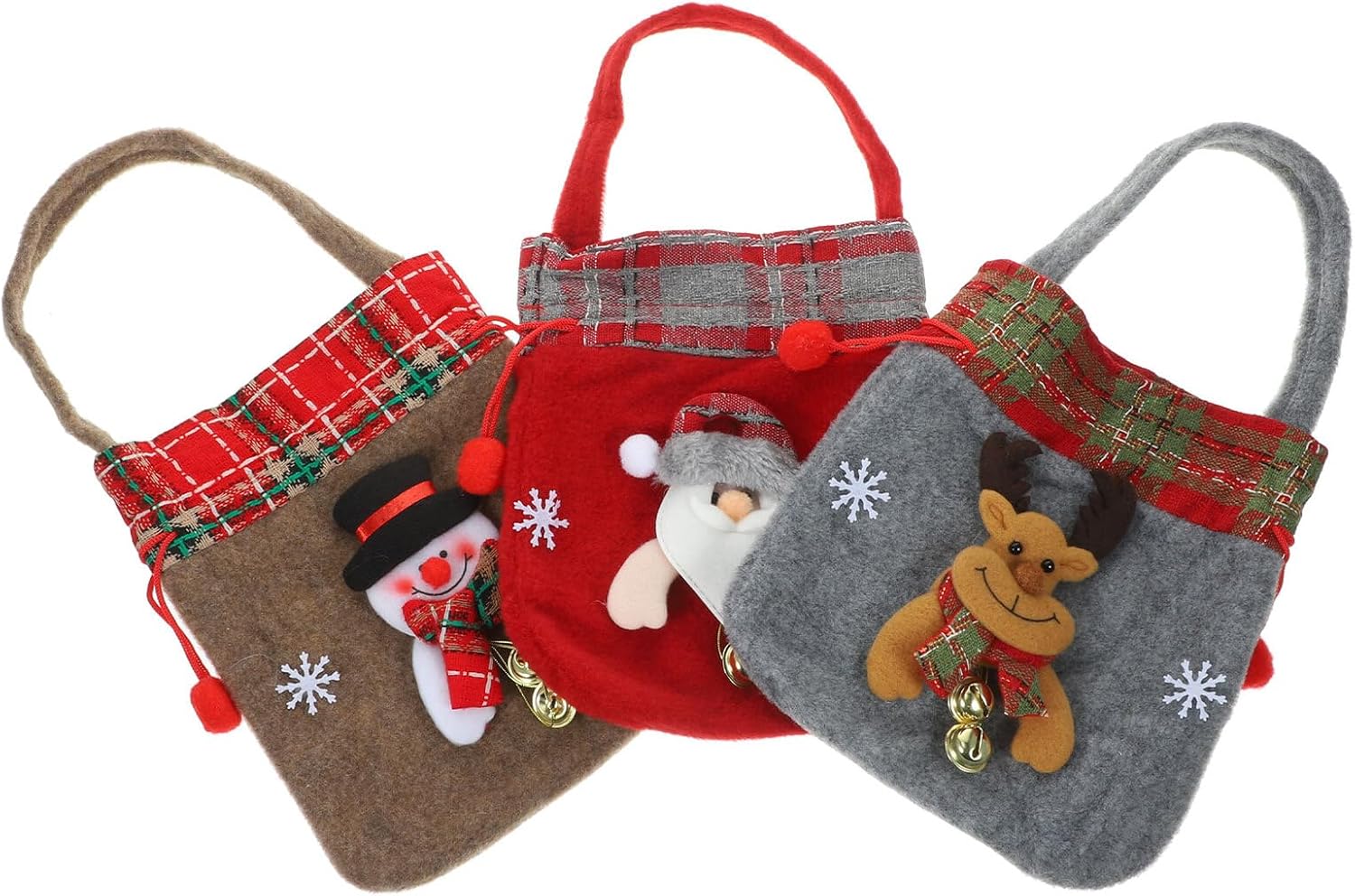 Hemoton 3pcs Christmas Party Treat Bags Set Small Christmas Bags with Snowman Reindeer Elder Design Candy Storage Pouches for Holiday Party Favors and Wrapping