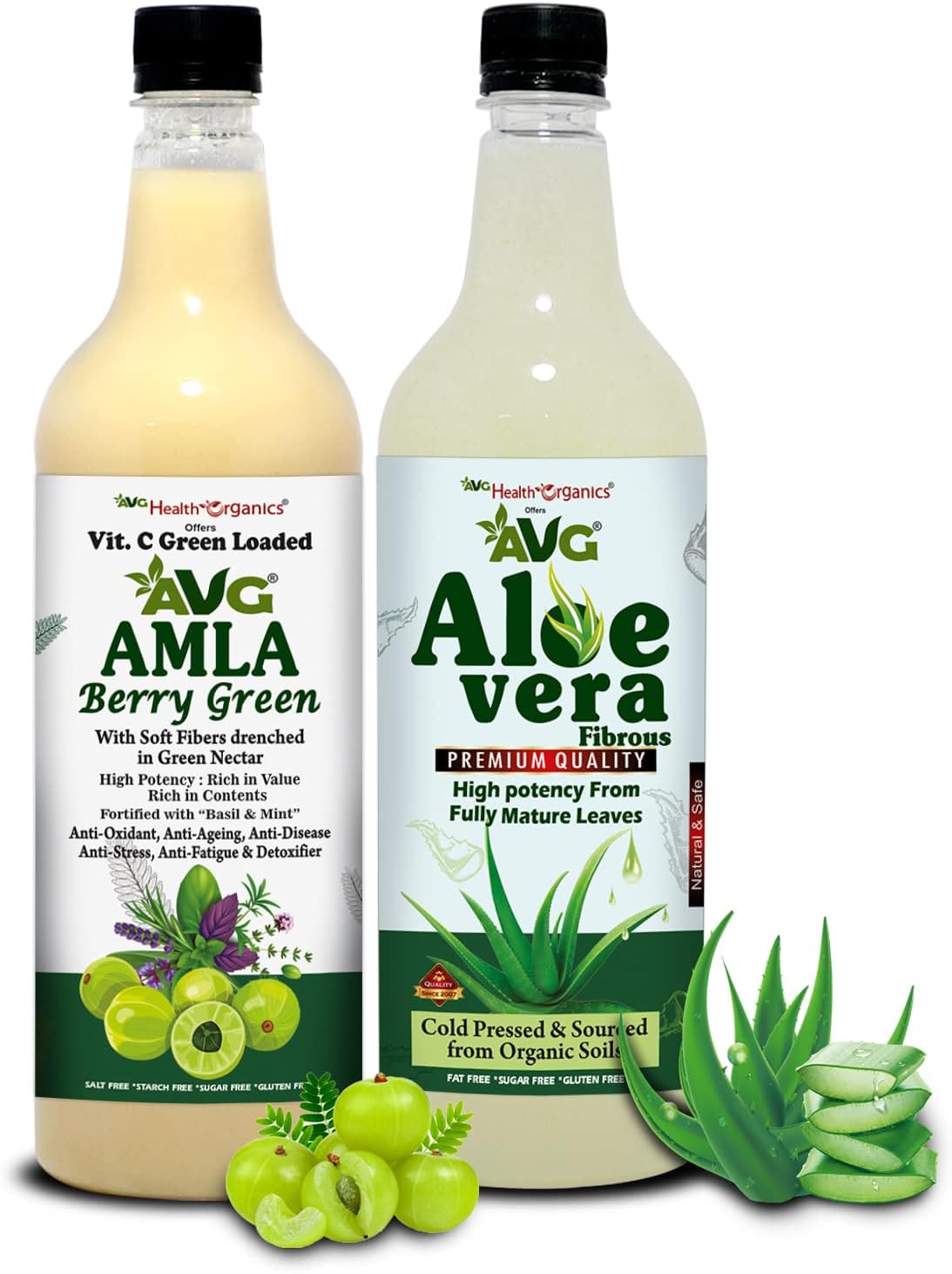 Sugar-Free Amla Aloevera Juice Combo (1000ml x 2) | Natural Immunity Booster & Liver Detox Drink, Rich in Vitamin C