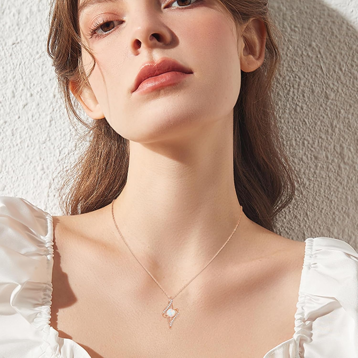 Opal Necklace for Women 925 Sterling Silver Birthstone Pendant Necklace Fine Jewelry Anniversary Birthday Christmas Gifts for Women Wife - Image 6