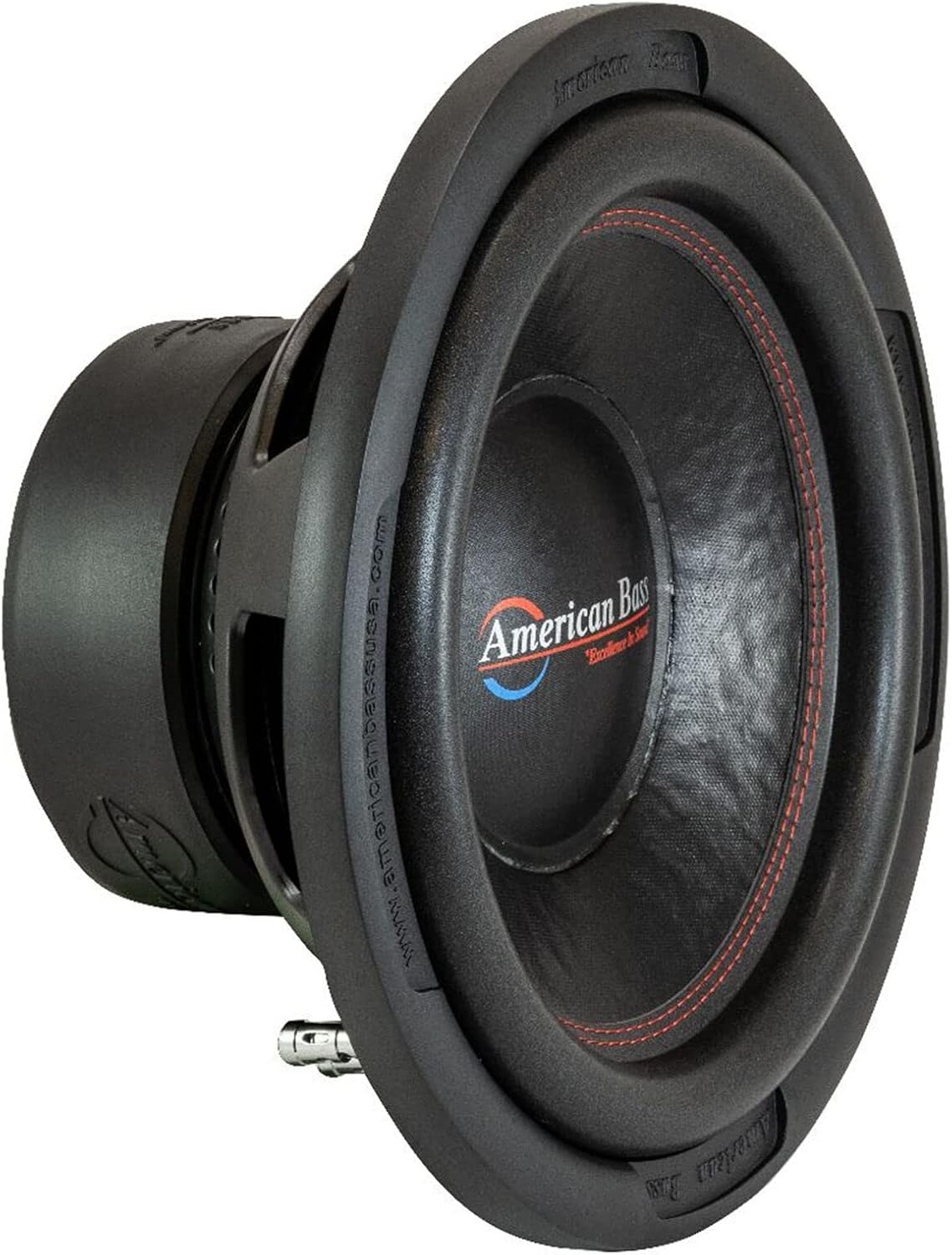 Single American Bass XD-1244 12-inch subwoofer, angled view.