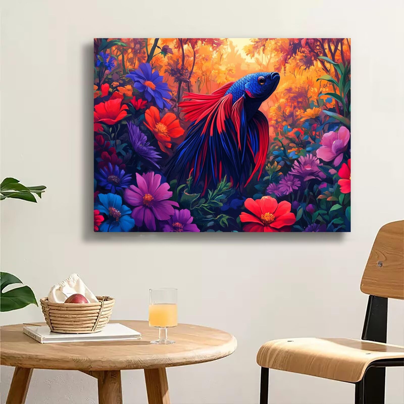 Dipingere con i Numeri Adulti fiore pescare, Quadri da Dipingere Numerati Fai Da Te per Principianti e Adultis, Olio La Pittura di Numeri Kit, Hobby Creativi Adulti, Decorazioni Casa 90x120cm Q3S-282