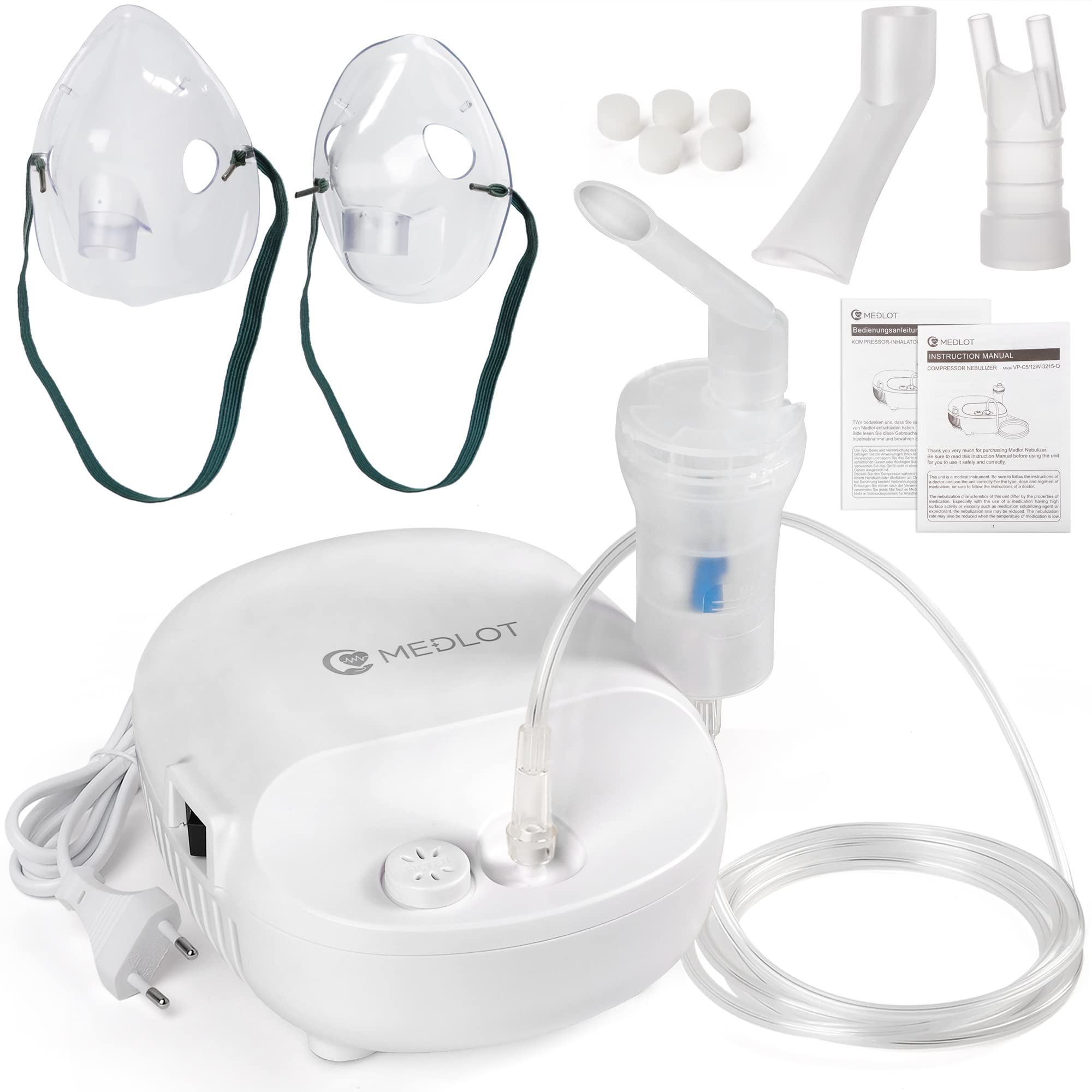 Aerosol portatile per Adulti e Bambini, Nebulizzatore con Compressore Inalatore Con Doccia Nasale un Trattamento delle Respiratorie come asma raffreddore e allergie