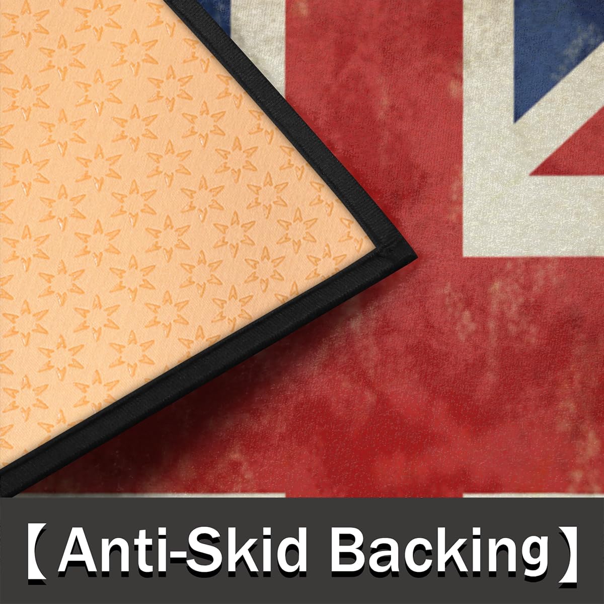 Half Round Door Mat Flag British Retro Non-Slip Soft Semi Circle Rug Washable Half Moon Welcome Entrance Doormat for Outdoor Indoor Floor Indoor Bedroom Bathroom Home Kitchen Decor