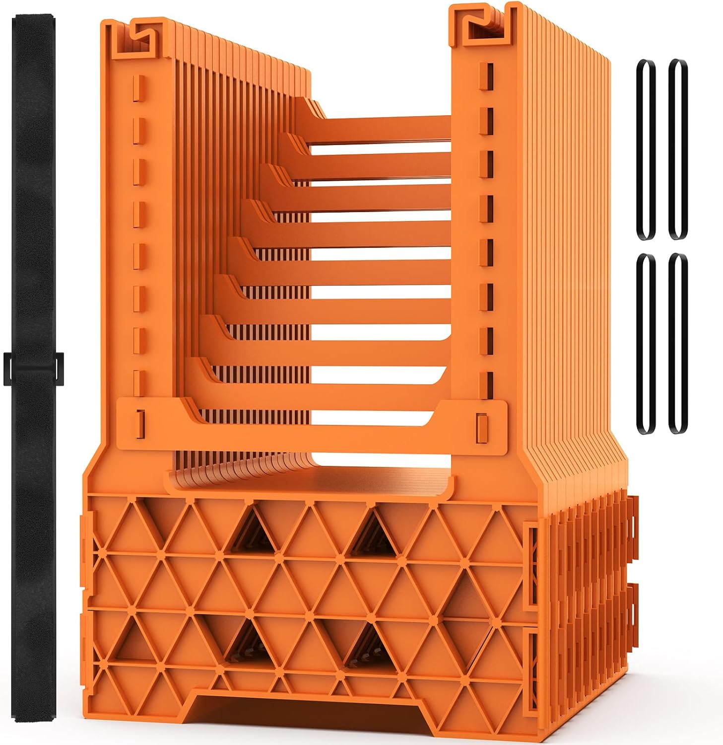 WELLUCK RV Sewer Hose Support 10FT, Blaze Orange RV Sewer Support with Adjustable Height Design, Secure Rubber Band and Carry Strap, Quick Setup and Collapse for Campers Travel Trailers and Motorhome