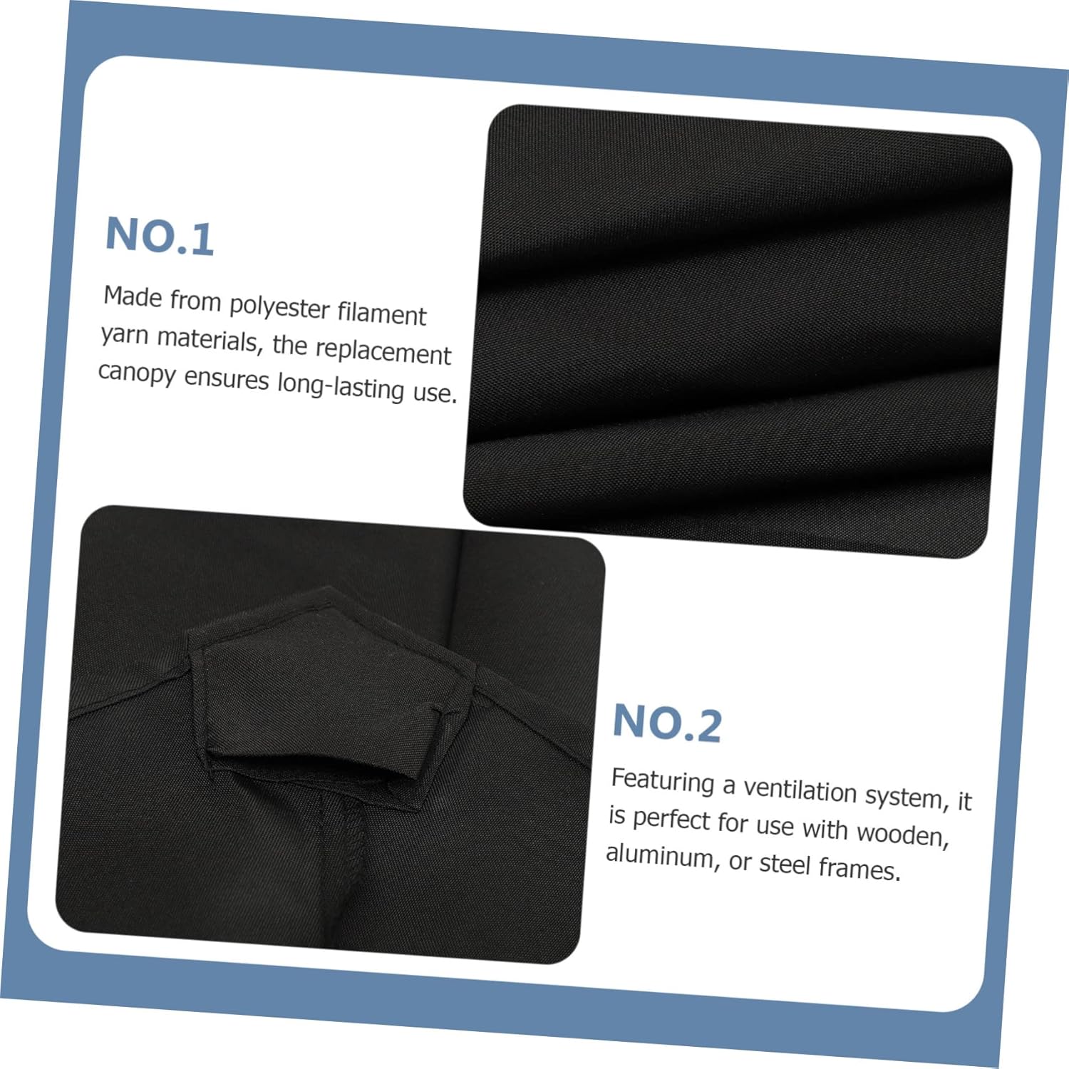 Replaceable Outdoor Umbrella Canopy Canopy Easy Install Retractable Design for Patio Beach Compatible with Frames