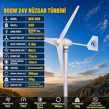 NepaSun 800w-24v R zgar t rbini+ arz kontrol cihaz