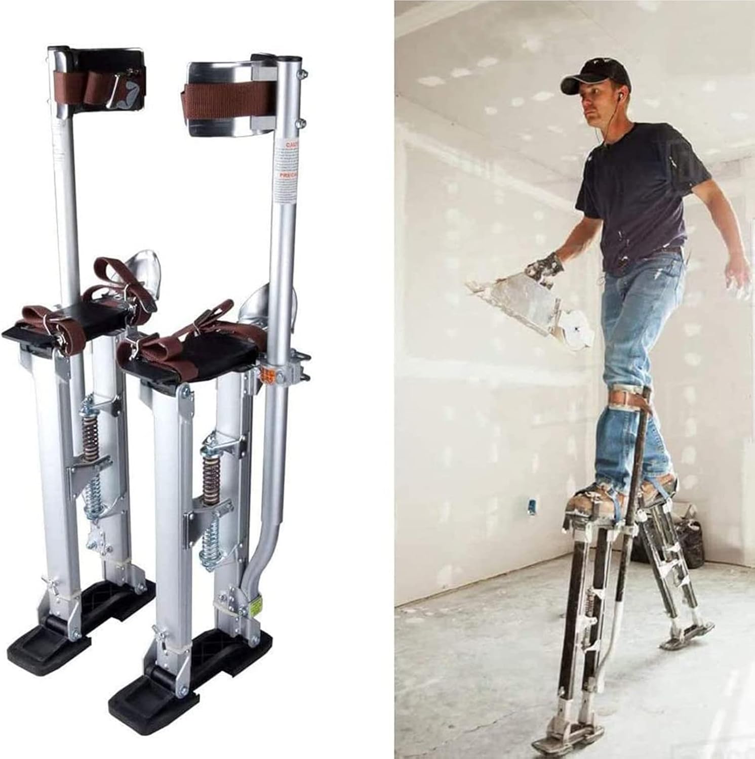 18-30Inch Aluminum Alloy Professional Adjustable Drywall Plastering Stilts Painter Tool Laboratory Stilts Decorators Stilts for Drywall Ceiling Builder