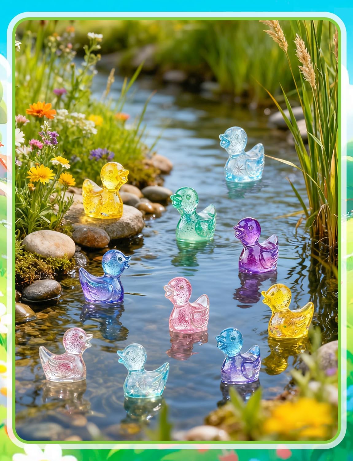 Mini Cute Duck Figurines Silicone Mold, 2 Pcs Micro Dollhouse Animal Epoxy Casting Mold with Realistic Shapes for DIY Resin Art Fairy Garden Miniatures Landscape Crafts Decor