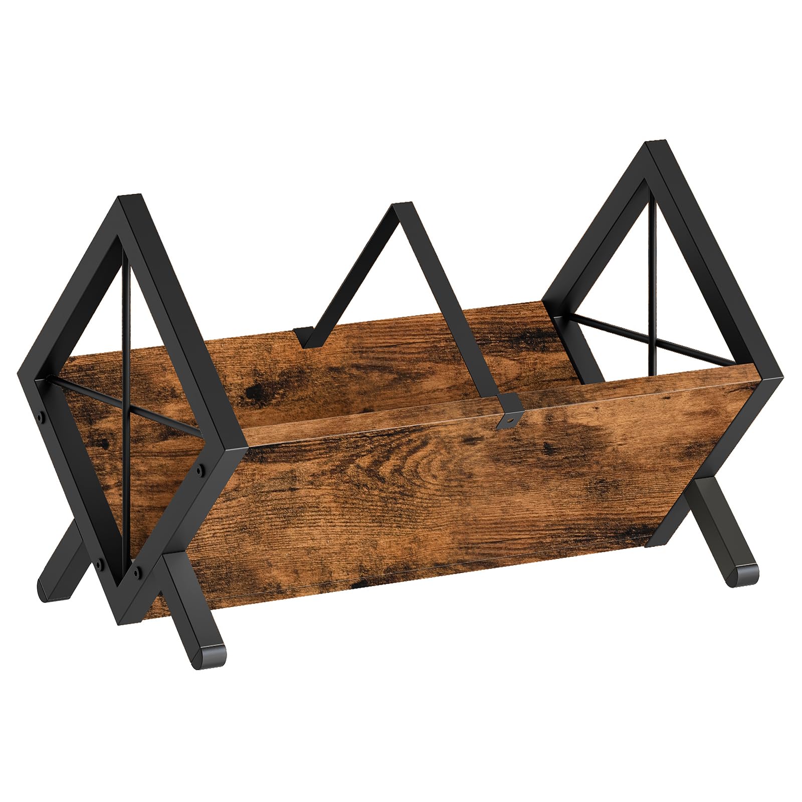 YATINEY Supporto per dischi in vinile, può contenere dischi da 80 a 100 LP, display in legno e metallo, organizer per dischi in vinile da montare rapidamente, per CD, libri, album, marrone rustico e