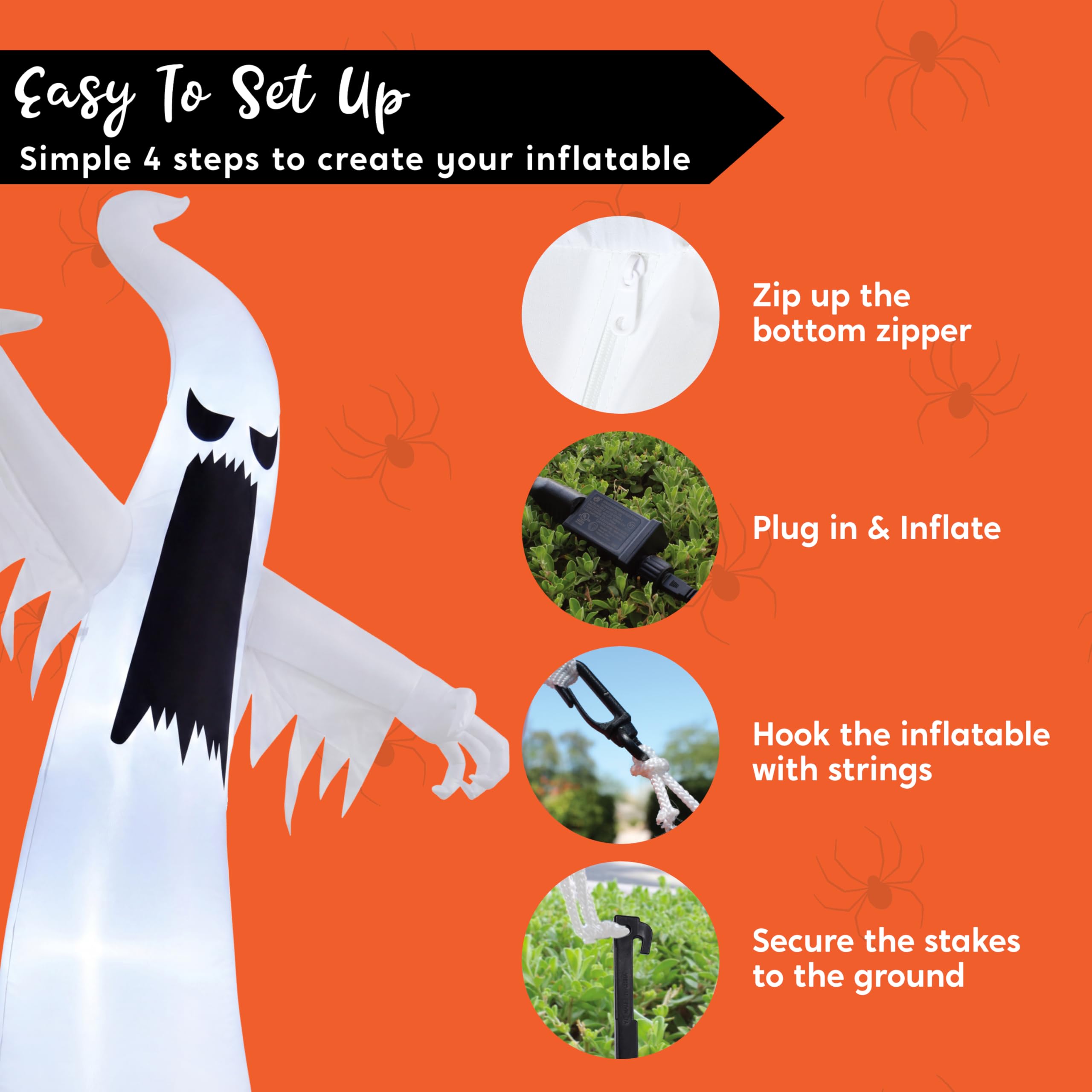 Joiedomi Halloween Spooky Ghost sopraelevata gonfiabile (3,7 m di altezza)